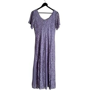Olivia Purple‎ lace midi dress with crisscross back Size M